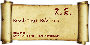 Kozányi Rózsa névjegykártya