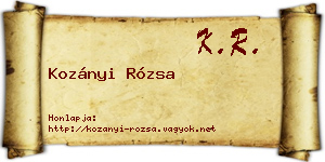 Kozányi Rózsa névjegykártya